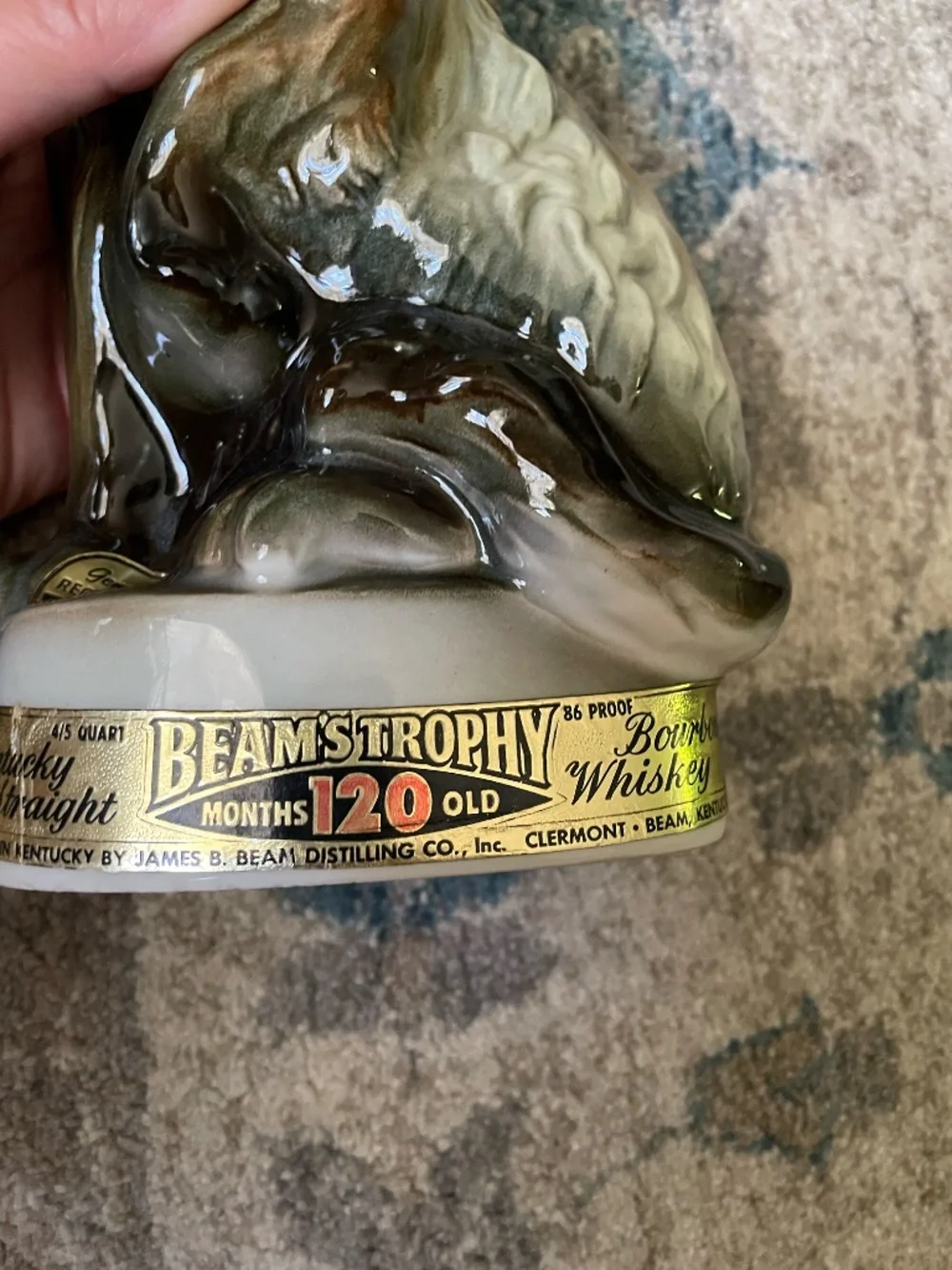 1967 MCM Jim Beam Whiskey Decanter Trophy Siamese Cat Tan & White EMPTY
